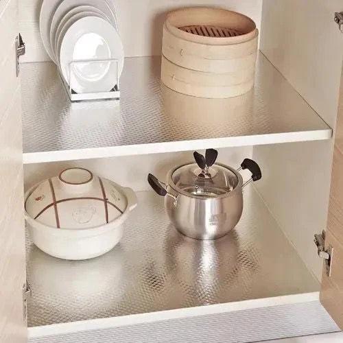 Papel de parede de alumínio adesivo à prova d'água e anti-óleo para armário de cozinha