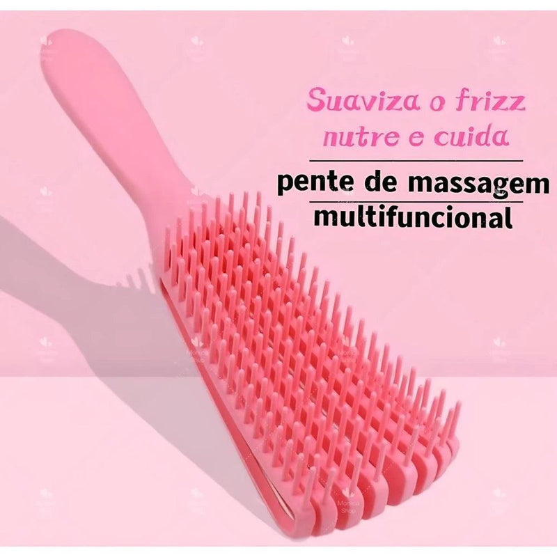 Pente de Cabelo Escova Polvo Multifuncional Cachos Fácil Desembaraço