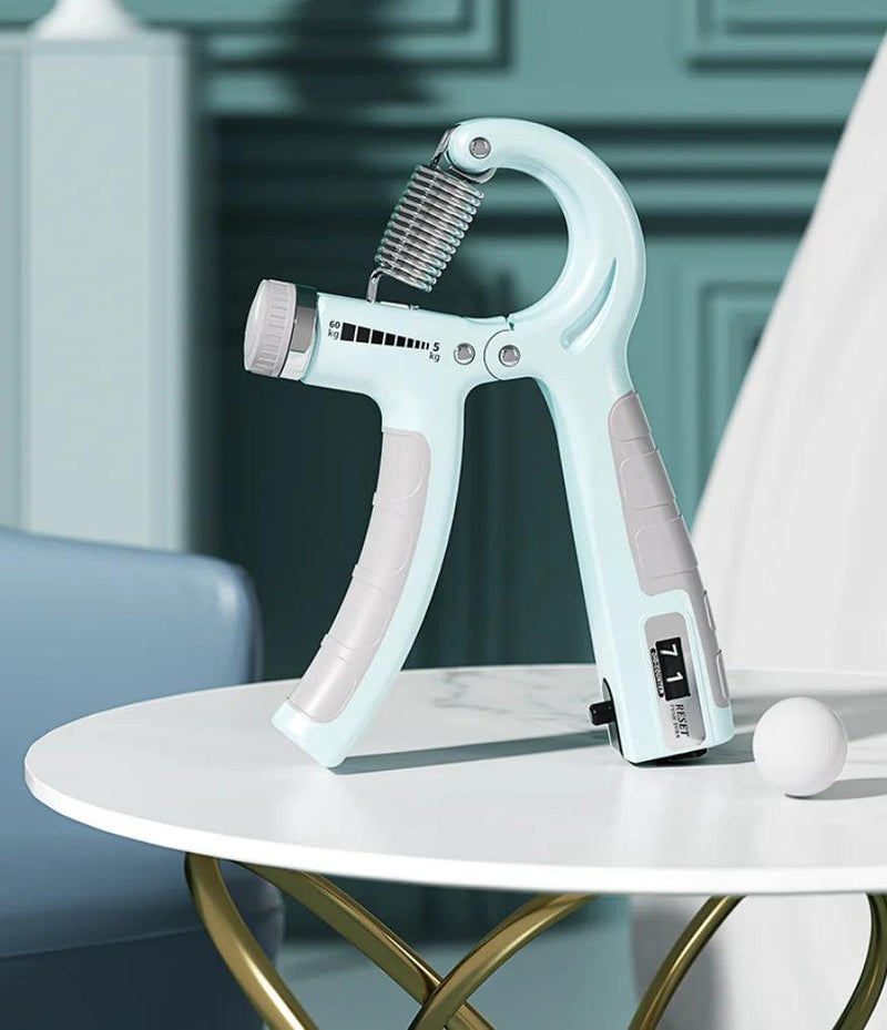 Fortalecedor de punho portátil para exercícios de mãos.