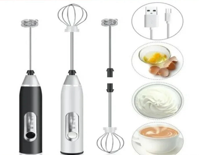 Mixer Recarregavel 2 em 1 Eletrico Misturador Batedor Ovo Leite Café