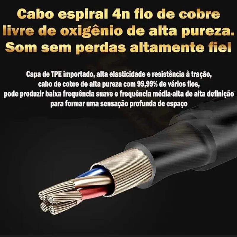 Fone de Ouvido com Fio com Microfone de Cobre Driver Estilo Esportivo