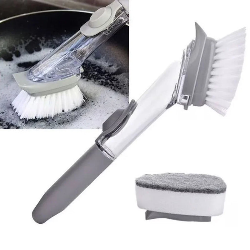 Escova de Limpeza 2 em 1 Dispenser Detergente