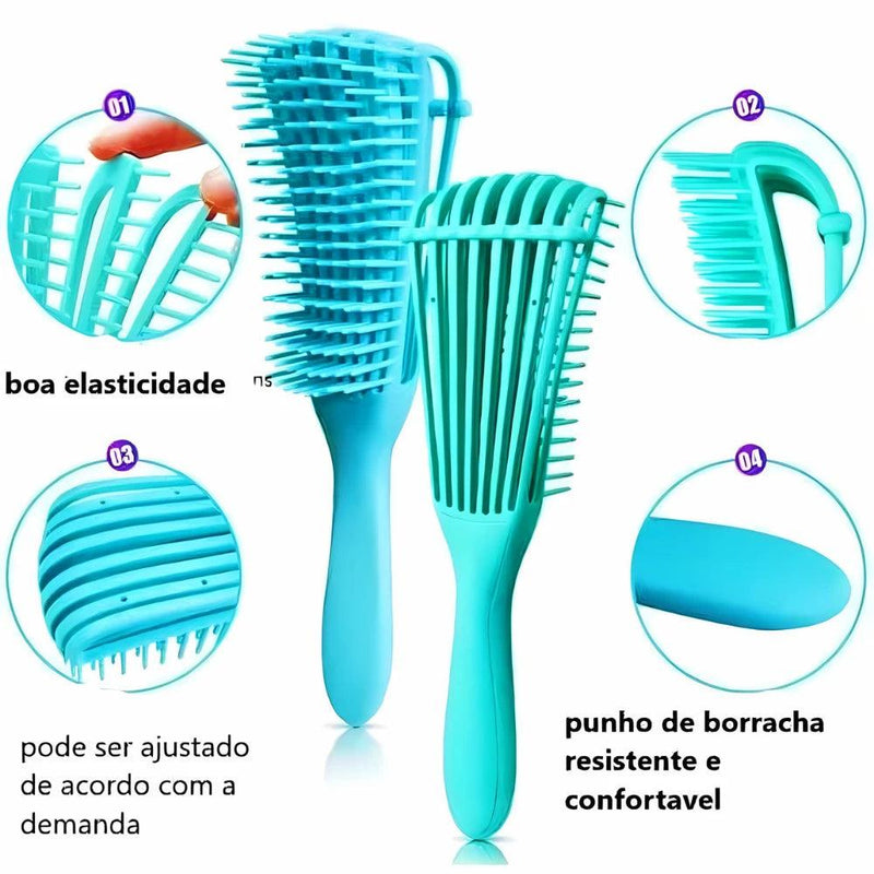 Pente de Cabelo Escova Polvo Multifuncional Cachos Fácil Desembaraço