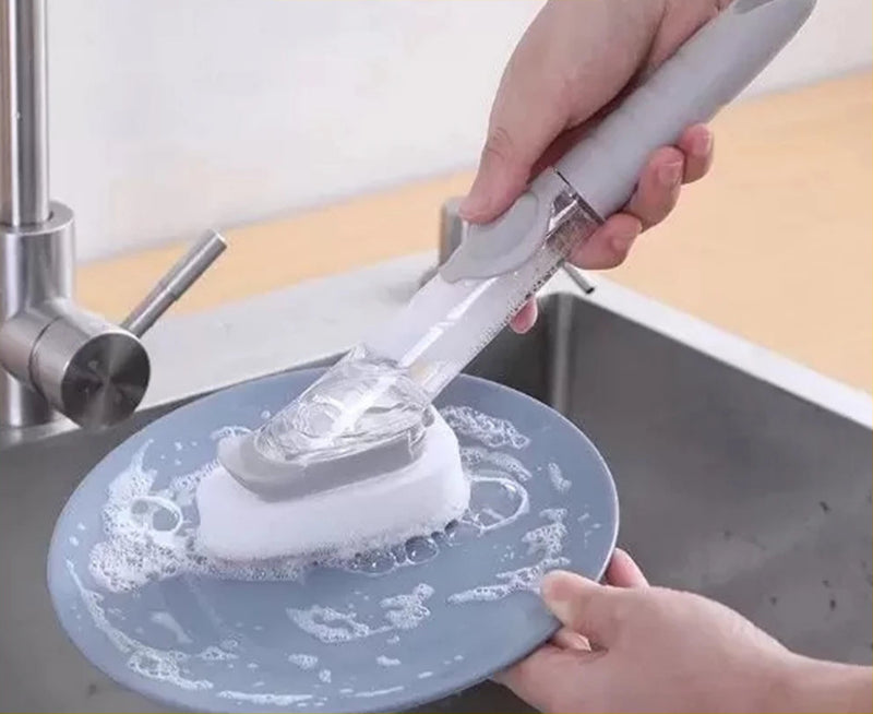 Escova de Limpeza 2 em 1 Dispenser Detergente