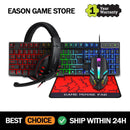 Teclado Mouse Suit Kit 4 em 1 Jogo Com Fio RGB Retroiluminação USB Inglês Mecânico Sensação Teclado Combo para PC Laptop