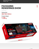 Teclado Mouse Suit Kit 4 em 1 Jogo Com Fio RGB Retroiluminação USB Inglês Mecânico Sensação Teclado Combo para PC Laptop