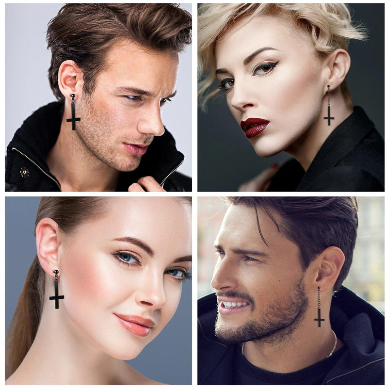 Brincos de Homens e Mulheres Aço Inoxidável de Cruz.