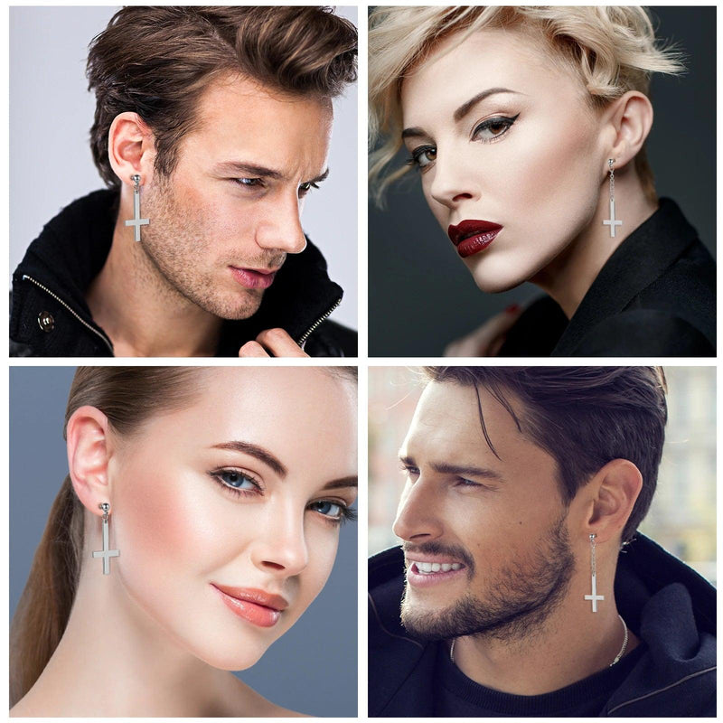 Brincos de Homens e Mulheres Aço Inoxidável de Cruz.
