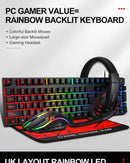 Teclado Mouse Suit Kit 4 em 1 Jogo Com Fio RGB Retroiluminação USB Inglês Mecânico Sensação Teclado Combo para PC Laptop