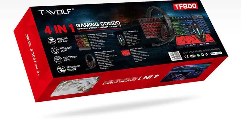 Teclado Mouse Suit Kit 4 em 1 Jogo Com Fio RGB Retroiluminação USB Inglês Mecânico Sensação Teclado Combo para PC Laptop