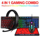 Teclado Mouse Suit Kit 4 em 1 Jogo Com Fio RGB Retroiluminação USB Inglês Mecânico Sensação Teclado Combo para PC Laptop