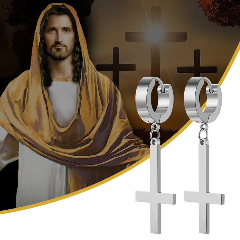 Brincos de Homens e Mulheres Aço Inoxidável de Cruz.