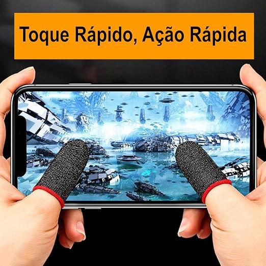 Par Luva De Dedo Gamer Para Jogar Pubg Free Fire  brilho  preto