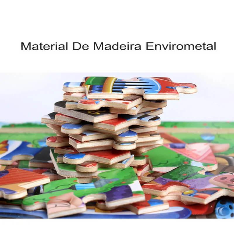 Novo quebra-cabeça 3D de madeira de 20 peças, desenho animado, animal quebra-cabeça, brinquedos educativo  para crianças,