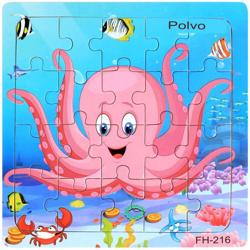 Novo quebra-cabeça 3D de madeira de 20 peças, desenho animado, animal quebra-cabeça, brinquedos educativo  para crianças,